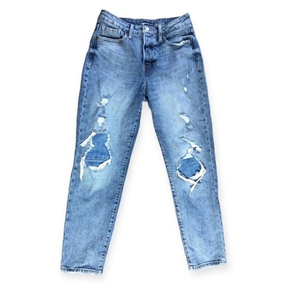 Old Navy High Rise O.G Straight Secret Slim Pockets Distressed Denim Jeans